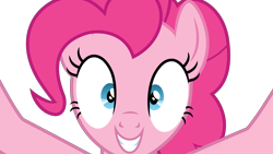 Size: 14311x8050 | Tagged: safe, artist:geometrymathalgebra, pinkie pie, earth pony, pony, g4, make new friends but keep discord, my little pony: friendship is magic, .svg available, grin, he wants all of the cakes, looking at you, simple background, smiling, solo, transparent background, vector