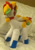 Size: 828x1181 | Tagged: safe, artist:spritecranbirdie, oc, oc only, oc:al kohal, pegasus, collar, colored wings, irl, photo, plushie, solo, standing, three toned hair, two toned wings, wings