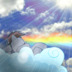 Size: 2048x2048 | Tagged: safe, artist:trrrebleee, derpibooru exclusive, edit, rainbow dash, pegasus, pony, g4, cloud, female, irl, mare, outdoors, photo, rainbow, real life background, sky, sun, sunlight