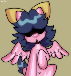 Size: 864x925 | Tagged: safe, artist:spritecranbirdie, firefly, pegasus, pony, g1, :o, belly, belly button, bow, drop shadow, hair bow, not an oc, open mouth, sitting, solo, spread wings, wings