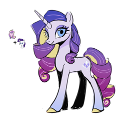 Size: 2034x1978 | Tagged: safe, artist:shiqiuzhu, princess cadance, rarity, pony, unicorn, g4, chibi, female, full body, fusion, fusion:princess cadance, fusion:rarity, horn, looking at you, mare, simple background, smiling, solo, white background