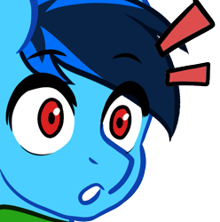 Size: 537x541 | Tagged: safe, artist:mxiiisy, oc, oc only, oc:cobalt chaser, pegasus, pony, blue coat, blue mane, digital art, emotes, male, pegasus oc, red eyes, shocked, shocked expression, simple background, solo, transparent background