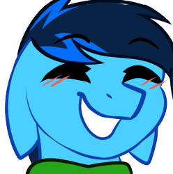 Size: 537x541 | Tagged: safe, artist:mxiiisy, oc, oc only, oc:cobalt chaser, pegasus, pony, blue coat, blue mane, blushing, digital art, emotes, floppy ears, male, pegasus oc, simple background, smiling, solo, transparent background