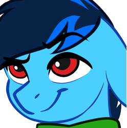 Size: 537x541 | Tagged: safe, artist:mxiiisy, oc, oc only, oc:cobalt chaser, pegasus, pony, blue coat, blue mane, clothes, digital art, emotes, hoodie, jacket, male, pegasus oc, red eyes, simple background, solo, suspicious face, sweater, transparent background