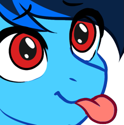 Size: 537x541 | Tagged: safe, artist:mxiiisy, oc, oc only, oc:cobalt chaser, pegasus, pony, :p, blue coat, blue mane, digital art, emotes, male, pegasus oc, red eyes, simple background, solo, tongue out, transparent background