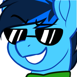 Size: 537x541 | Tagged: safe, artist:mxiiisy, oc, oc only, oc:cobalt chaser, pegasus, pony, blue coat, blue mane, cool, digital art, emotes, male, pegasus oc, simple background, smug, solo, sunglasses, transparent background