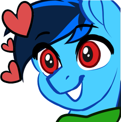 Size: 537x541 | Tagged: safe, artist:mxiiisy, oc, oc only, oc:cobalt chaser, pegasus, pony, blue coat, blue mane, digital art, emotes, heart, male, pegasus oc, red eyes, simple background, smiling, solo, transparent background