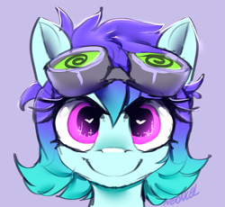 Size: 4643x4270 | Tagged: safe, artist:neoncel, oc, oc:raven mcchippy, earth pony, pony, goggles, icon, simple background, smiling, solo