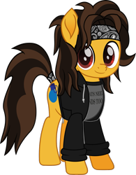 Size: 902x1159 | Tagged: safe, artist:lightningbolt, derpibooru exclusive, earth pony, pony, clothes, headband, hoodie, looking at yoi, looking at you, male, movie accurate, otto wood, ponified, shirt, simple background, smiling, solo, stallion, standing, tail, tail band, transparent background, undershirt, vector, waterparks