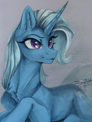 Size: 3024x4032 | Tagged: safe, artist:jsunlight, trixie, pony, unicorn, g4, horn, solo, traditional art