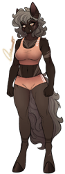 Size: 864x2291 | Tagged: safe, artist:trashpanda czar, oc, oc:czar ski, hybrid, anthro, boyshorts, cheek fluff, chest fluff, clothes, cloven hooves, coat markings, colored sclera, ear fluff, eye scar, eyebrows, eyebrows visible through hair, eyelashes, facial scar, female, hybrid oc, long tail, looking at you, panties, procreate app, rule 63, scar, shoulder fluff, signature, simple background, slit pupils, sports, tail, transparent background, tusk, underwear