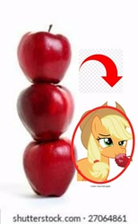 Size: 988x1599 | Tagged: safe, applejack, earth pony, pony, g4, apple, applejack's hat, cowboy hat, hat, meme, nom, photo, shitposting, shutterstock, solo, stock photo, that pony sure does love apples