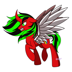 Size: 3325x3325 | Tagged: safe, artist:acidigon, oc, oc only, oc:acid volt, alicorn, pony, amputee, angry, artificial wings, augmented, male, prosthetic limb, prosthetic wing, prosthetics, raised hoof, sharp teeth, simple background, solo, stallion, teeth, transparent background, wings