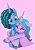 Size: 1000x1414 | Tagged: safe, artist:snowy_mystery, izzy moonbow, misty brightdawn, pony, unicorn, g5, blushing, cheek squish, duo, duo female, eyes closed, female, horn, hug, lesbian, mare, pink background, ship:mizzy, shipping, simple background, squishy cheeks