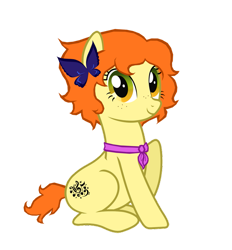 Size: 861x928 | Tagged: safe, artist:reitanna-seishin, oc, oc only, g4, bow, freckles, hair bow, neckerchief, simple background, sitting, solo, transparent background