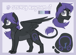 Size: 2557x1872 | Tagged: safe, alternate version, artist:foxtaile, oc, oc:steady rhythm, hippogriff, alternate design, male, reference sheet, solo