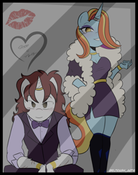 Size: 3026x3814 | Tagged: safe, artist:eltrash_art6, sassy saddles, oc, oc:apollyon, unicorn, anthro, g4, anthro oc, female, horn, male, picture, ship:apollyonsaddles, shipping, straight