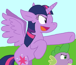 Size: 943x816 | Tagged: safe, artist:cmara, spike, twilight sparkle, alicorn, dragon, g4, female, male, twilight sparkle (alicorn)