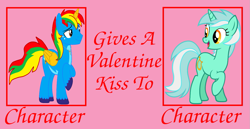 Size: 1267x655 | Tagged: safe, artist:shieldwingarmorofgod, lyra heartstrings, oc, oc:shield wing, g4, holiday, meme, valentine's day