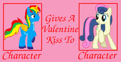 Size: 1269x656 | Tagged: safe, artist:shieldwingarmorofgod, bon bon, sweetie drops, oc, oc:shield wing, g4, holiday, meme, valentine's day