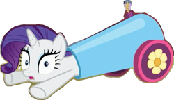 Size: 623x358 | Tagged: safe, edit, edited screencap, screencap, rarity, g4, not a vector, party cannon