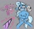 Size: 958x821 | Tagged: safe, artist:jargon scott, trixie, pony, unicorn, g4, abuse, glowing, glowing horn, gray background, horn, offscreen character, ovarian torsion, ovaries, painting, simple background, suffering, torsion, trixiebuse, uterus