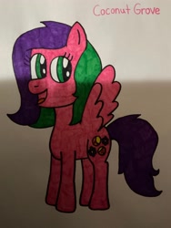 Size: 3024x4032 | Tagged: safe, artist:janeanderson26, coconut grove, pegasus, pony, g3, g4, cute, female, g3 to g4, generation leap, groveabetes, mare, open mouth, open smile, simple background, smiling, traditional art, white background, wings