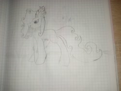 Size: 4160x3120 | Tagged: safe, earth pony, checkered sheet, drawing, drawing in a notebook, pencil drawing, traditional art