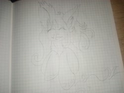 Size: 4160x3120 | Tagged: safe, earth pony, drawing, drawing in a notebook, pencil drawing, sheet in cells, smiling, traditional art