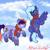 Size: 1024x1024 | Tagged: safe, artist:arsonrabbit, oc, oc only, oc:chisabi, oc:stormy (soarindash), pegasus, pony, g4, belly, blue coat, blue hair, blue mane, blue tail, brothers, chest fluff, clothes, cloud, cloudy, colored wings, digital art, dock, duo, duo male, ear fluff, flying, green eyes, looking at each other, looking at someone, looking down, looking up, male, matching outfits, offspring, orange hair, orange mane, orange tail, outdoors, parent:rainbow dash, parent:soarin', parents:soarindash, pegasus oc, pink eyes, scarf, siblings, signature, sky, stallion, tail, two toned hair, two toned mane, two toned tail, two toned wings, wall of tags, wings