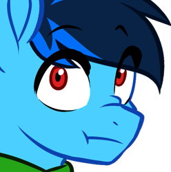 Size: 537x541 | Tagged: safe, artist:mxiiisy, oc, oc only, oc:cobalt chaser, pegasus, pony, blue coat, blue mane, clothes, digital art, emotes, hoodie, jacket, male, nose wrinkle, oh crap, oh no, pegasus oc, red eyes, scrunchy face, simple background, solo, sweater, transparent background, uh oh