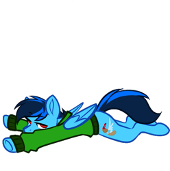 Size: 537x541 | Tagged: safe, artist:mxiiisy, oc, oc only, oc:cobalt chaser, pegasus, pony, blue coat, blue mane, clothes, cutie mark, digital art, emotes, flop, folded wings, full body, hoodie, jacket, lying down, male, pegasus oc, red eyes, simple background, solo, sweater, transparent background, wings