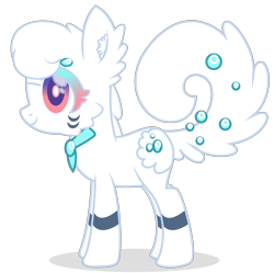 Size: 3000x2982 | Tagged: safe, artist:keronianniroro, oc, oc only, oc:bubble fluff, earth pony, original species, pony, cheek fluff, colored eyelashes, ear fluff, gradient eyelashes, leg markings, neck ribbon, open mouth, open smile, side view, simple background, smiling, solo, transparent background, vector