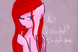 Size: 500x332 | Tagged: artist needed, safe, oc, oc only, pegasus, candy, female, food, lollipop, long hair, not pinkamena, one eye closed, solo, text