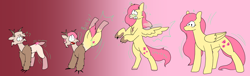 Size: 1774x540 | Tagged: safe, artist:st0ne-drag0n, fluttershy, deer, insect, pegasus, pony, g4, bucking, butt, furry, furry to pony, gradient background, transformation, transformation sequence