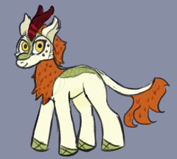 Size: 764x688 | Tagged: safe, artist:zoeyhorse, autumn blaze, kirin, g4, female, gray background, simple background, smiling, solo, style emulation, wolfwalkers (film)