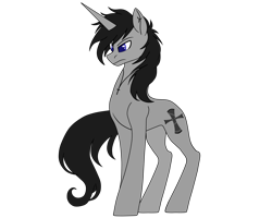 Size: 2500x2000 | Tagged: safe, artist:ruchiyoto, oc, oc only, oc:black cross, pony, unicorn, horn, male, simple background, solo, stallion, transparent background