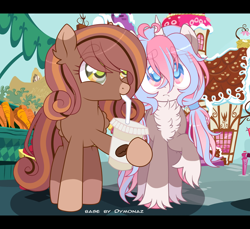 Size: 2576x2360 | Tagged: safe, alternate version, artist:dymonaz, artist:space_disaster, oc, oc only, oc:aura glow, oc:java jump, pegasus, pony, unicorn, base used, female, horn, mare