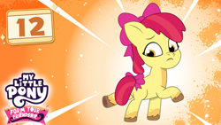 Size: 1281x720 | Tagged: safe, artist:prixy05, apple bloom, earth pony, pony, my little pony: form your friendship, call of the cutie, g4, g5, my little pony: friendship is magic, my little pony: tell your tale, blank flank, bow, female, filly, foal, hair bow, solo, tail, tail bow, tell your tale style, thumbnail