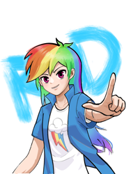 Size: 1080x1440 | Tagged: safe, artist:jidian51450, rainbow dash, human, g4, humanized, simple background, white background