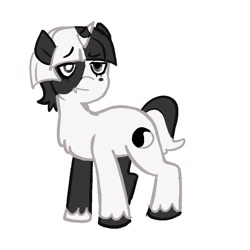 Size: 963x963 | Tagged: safe, artist:clarissasbakery, pony, unicorn, g4, coat markings, colored hooves, fangs, hooves, horn, inanimate insanity, male, multicolored hooves, ponified, simple background, solo, stallion, unshorn fetlocks, white background, yin-yang (inanimate insanity)