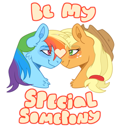 Size: 3930x4100 | Tagged: safe, artist:ponykeda, applejack, rainbow dash, earth pony, pegasus, pony, g4, chest fluff, duo, duo female, female, hearts and hooves day, holiday, lesbian, looking at each other, looking at someone, mare, ship:appledash, shipping, simple background, transparent background, valentine's day