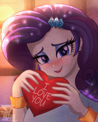 Size: 2080x2591 | Tagged: safe, artist:theretroart88, rarity, human, equestria girls, g4, blushing, holiday, open mouth, valentine's day, valentine's day 2025