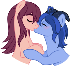 Size: 1875x1682 | Tagged: safe, artist:limedazzle, oc, oc only, oc:allen, oc:james, earth pony, pony, gay, horns, kissing, male, simple background, transparent background