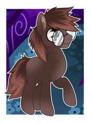 Size: 3072x4096 | Tagged: safe, artist:annuthecatgirl, oc, oc only, oc:slipshod amadeus barcilleo, earth pony, glasses, male, raised hoof, round glasses, solo, stallion