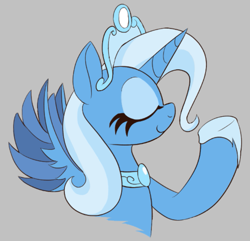 Size: 757x729 | Tagged: safe, artist:xppp1n, trixie, alicorn, pony, g4, element of humility, eyes closed, female, mare, princess, raised hoof, simple background, solo