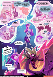 Size: 3538x5117 | Tagged: safe, artist:adreamera, artist:jadedjynx, artist:lummh, chancellor neighsay, princess cadance, princess celestia, shining armor, oc, oc:mira jalapa, alicorn, dragon, earth pony, pony, unicorn, comic:the princess of love, g4, absurd file size, absurd resolution, colt, colt shining armor, comic, facial hair, female, filly, flashback, foal, framing device, glowing, glowing horn, goatee, gritted teeth, horn, jerk, levitation, magic, male, mare, moustache, pony racism, racism, sharp teeth, ship:shiningcadance, shipping, speech bubble, spike's parents, stallion, straight, teapot, teen princess cadance, teenage shining armor, teeth, telekinesis, younger