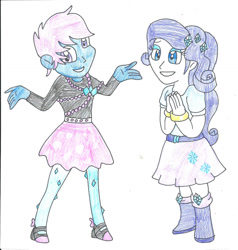 Size: 1280x1346 | Tagged: safe, artist:cmara, rarity, oc, oc:azure/sapphire, display of affection, equestria girls, g4, my little pony equestria girls: better together, clothes, crossdressing, femboy, male, uniform