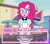 Size: 2048x1791 | Tagged: safe, artist:eltrash_art6, pinkie pie, human, equestria girls, g4, alternate hairstyle, blushing, clothes, cute, dating, dating sim, diapinkes, dress, female, hat, holiday, open mouth, server pinkie pie, solo, spanish, stockings, text box, thigh highs, translated in the comments, valentine's day, waitress