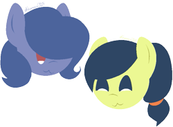 Size: 745x547 | Tagged: safe, star bucks, earth pony, pony, g4, :3, bust, duo, duo female, female, lineless, simple background, transparent background, unnamed character, unnamed pony